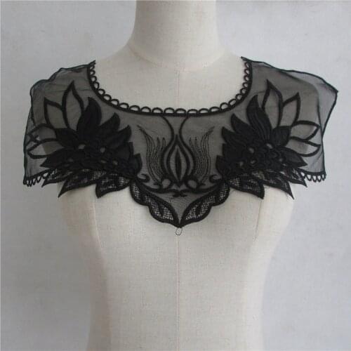Black organza craft supplies sewing accessories needlework lace fabric DIY Collar accessories lace to sew on dresses