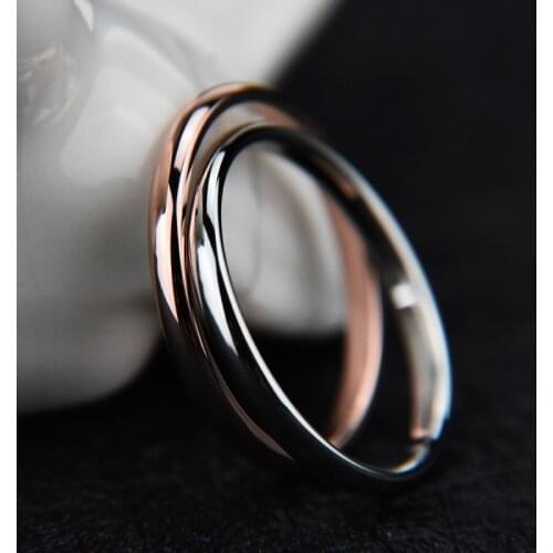 Titanium Steel Rose Gold Anti-allergy Smooth Simple Wedding Couples Rings Bijouterie for Man or Woman Gift