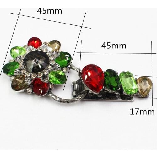 1651838,1pcs/Lot Rhinestone inlaid metal buttons flower Clothing accessories Jewelry Accessories Mink coat clasp diy