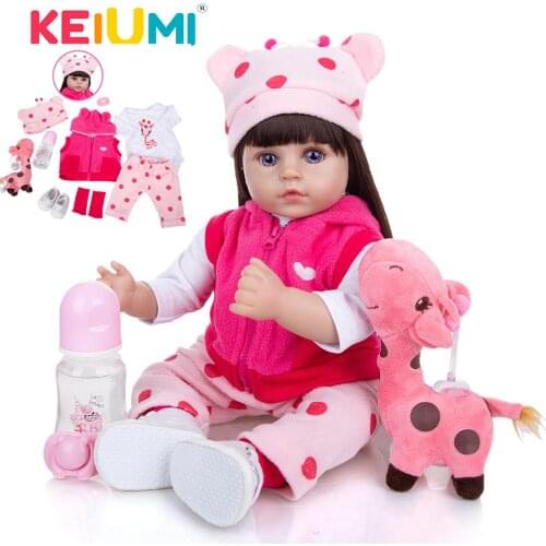 KEIUMI 48 CM Bebe Reborn Cloth Body Beautiful Long Hair Realistic Reborn Toddler Baby Doll For Children Birthday Christmas Gifts