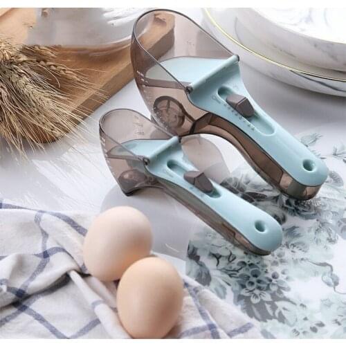 Adjustable Measuring Spoons with Scale Plastic Measuring Scoops Cups for Baking Accessories Kitchen Measuring Tools