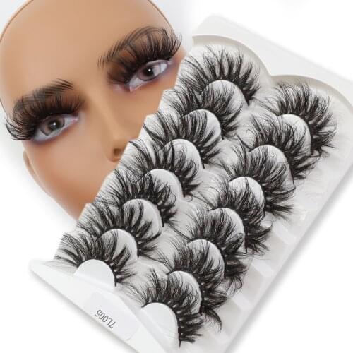 TDANCE Wholesale 7 Pairs/Pack 25mm Faux Mink Lashes Fluffy Soft Wispy Dramatic Long False Eyelashes Makeup Strip Lash Cils Bulk