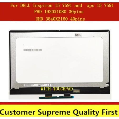 Test well 15.6'' For DELL Inspiron 15 7591 OR for Dell xps 15 7591 UHD 4K or FHD Laptop IPS LCD display screen assembly