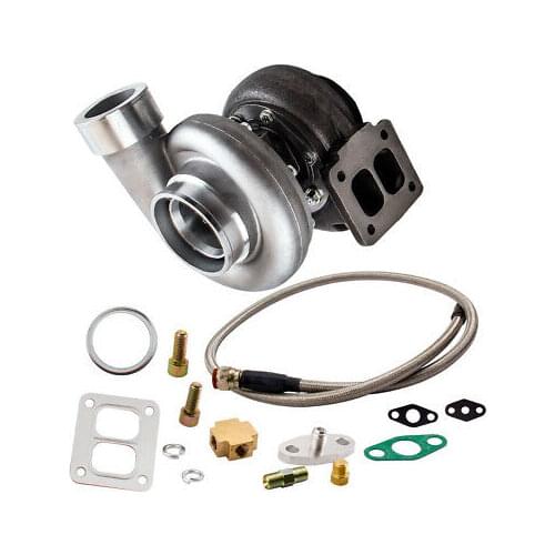 Turbo Gt45 Turbocharger+oil Feed Line+oil Drain Return Line Boost Power 600+BHP Return Line T3 T4 T3T4 T04E T04B Turbo