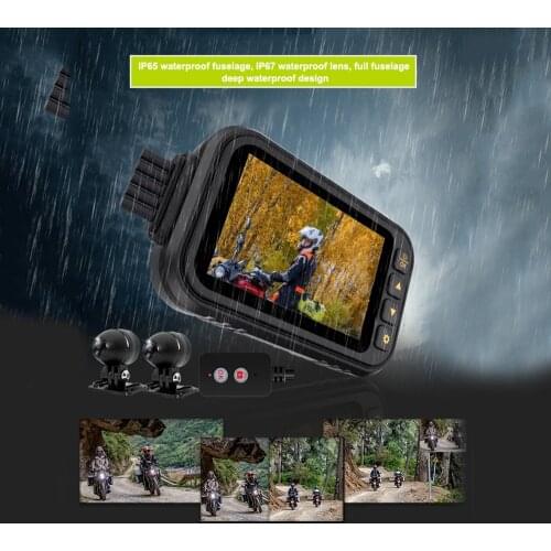 Motorcycle DVR Dash Cam IP65 waterproof Full HD 1080P+720P Front Rear View Waterproof Motorcycle Black Camera Recorder Box