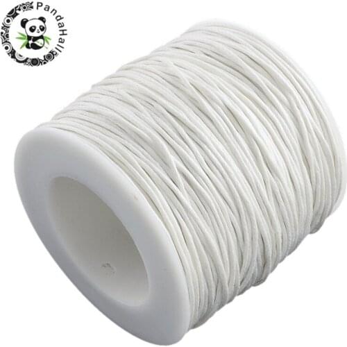Jewelry DIY Findings Waxed Cotton Thread Cords, White, Light Goldenrod Yellow, 1mm; about 100yard/roll