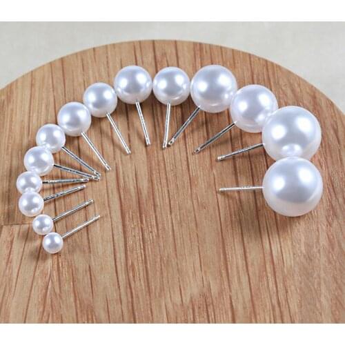 S925 Silver Needle Stud Earrings Womens Anti-Pearl Personality Fashion Earrings Silver Needle Hole Earrings Simple and versatil