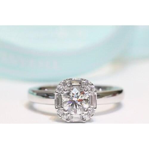 Diamonds Ring Solid 14K White Gold Fine Jewelry 0.3ct round cut Natural Diamonds Engagement Wedding Ring for Women