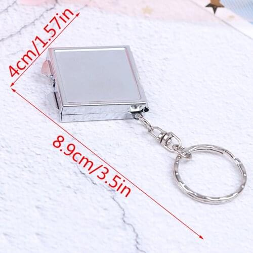 1pc Multifunctional Mini Folding Mirror Portable Compact Pocket Cosmetic Mirror Personalised Key Ring Keychain