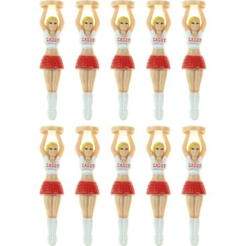 10pcs Beauty Cheerleader Model Shaped Golf Ball Holder Practical Golf Balls Standing Nail Training Auxiliary Supplies