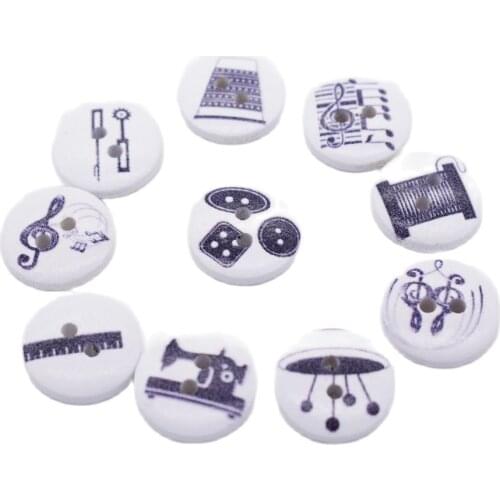 100 Pcs Wood Buttons Handwork Sewing Craft 2 Holes 1.5CM DIY Printing Crafts Apparel Sewing Decorative Buttons Scrapbooking
