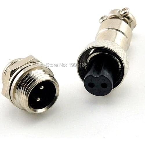 2Pcs GX12 2 Pin Male & Female 12mm Wire Panel Connector Aviation Plug GX12 Circular Connector Socket Plug