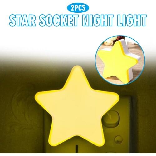 2pcs Warm White Plug In Star Socket Night Light Children Room Bedroom LED Lamp Twilight Sensor Night Lighting
