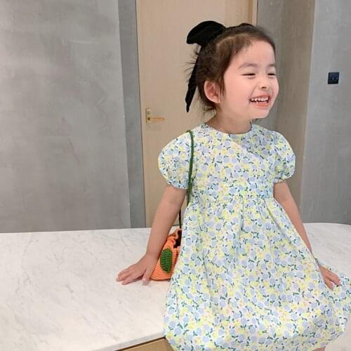 2021 Summer New Arrival Girls Fashion Floral Dress Kids Backless Dress Flower Girl Dresses