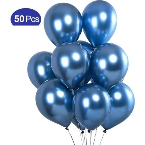 50 pcs Chrome Metallic Balloons Latex Blue Arch for Birthday Helium Balloon for Party Decorations Wedding Engagement Anniversary