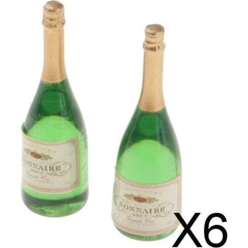 6x1/12 Dollhouse Miniature Wine Bottles Toy Pub Bar Decoration Kitchen Green