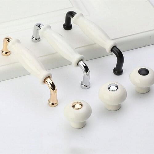 White ceramic handle White Ceramic Door Handles European Antique Furniture Handles Drawer Pulls Kitchen Cabinet Knobs and Handle