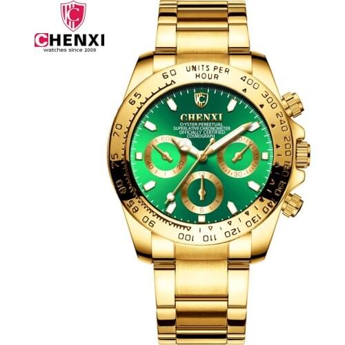 CHENXI Gold Wrist Watch Men Watches Top Brand Luxury Fashion Golden Quartz Wristwatch For Male Clock Reloges Relogio Masculino