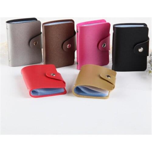 PU Function 24 Bits Credit Card Holder Solid Color Card Case Business ID Card Organizer Portable Men Women Wallets Supplies