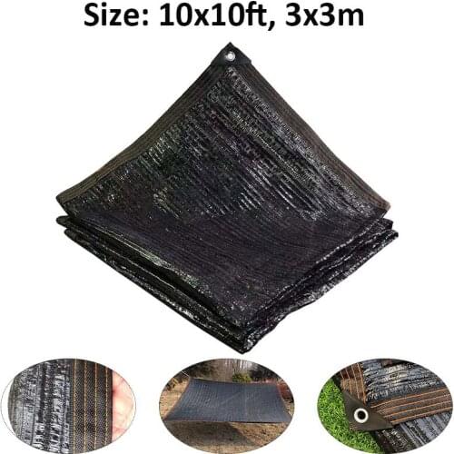 Lvju 95% Black Sun Net Sun Mesh Shade Sunblock Shade Cloth with Grommets for Garden Plant for Greenhouse (10ftx10ft) 3x3m