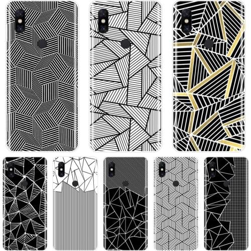 Black Geometric Grid Stripes Cool Back Cover For Xiaomi Mi Max 1 2 3 Soft Phone Case Silicone For Xiaomi Mi Note Mix 1 2 2S 3