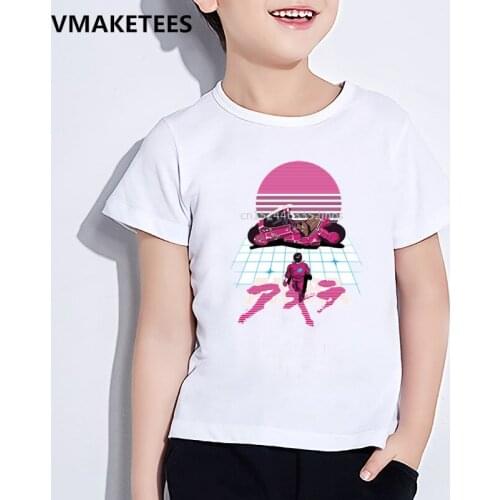 Kids Summer Short Sleeve Girls & Boys T shirt Children Akira Synthwave Print T-shirt Japanese Anime Funny Baby Clothes