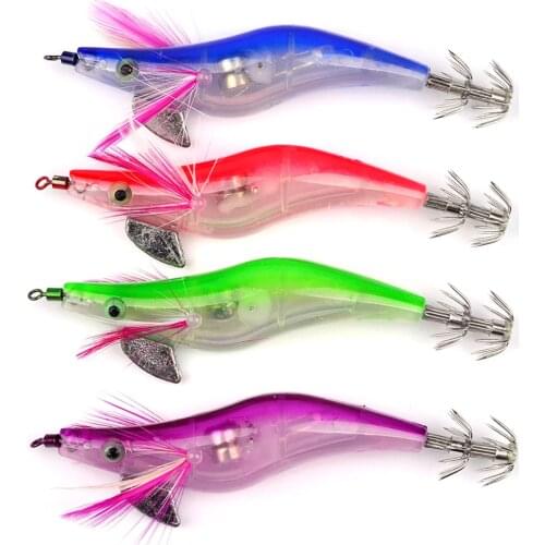 Electronic LED Luminous Shrimp Squid 10.5cm 12g Jig Shrimps Bait Night Fishing Lure Random Color Delivery