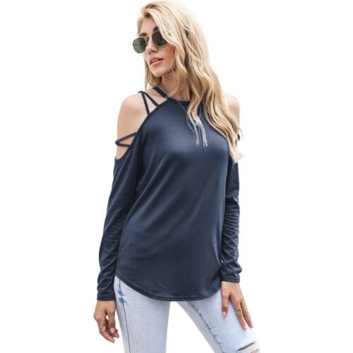 Sexy Off Shoulder T-shirt Women Summer New Long Sleeve O-neck Casual Fashion Loose Solid Color Female Tee Elegant Tops