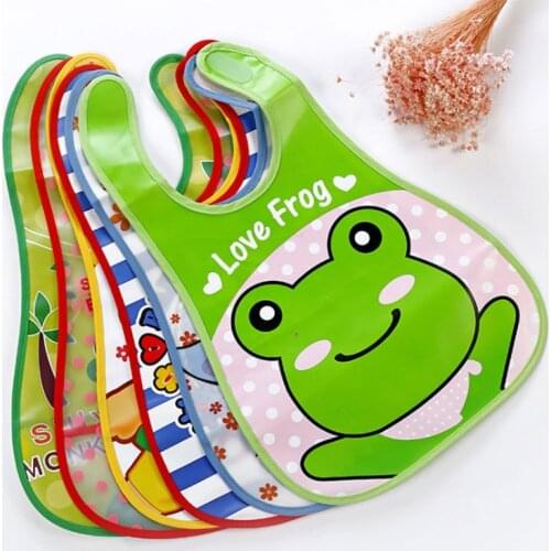 1pcs Quality Bib Adjustable Baby Bibs Plastic Waterproof Lunch Feeding Bibs Baby Cartoon Feeding Cloth Children Baby Apron
