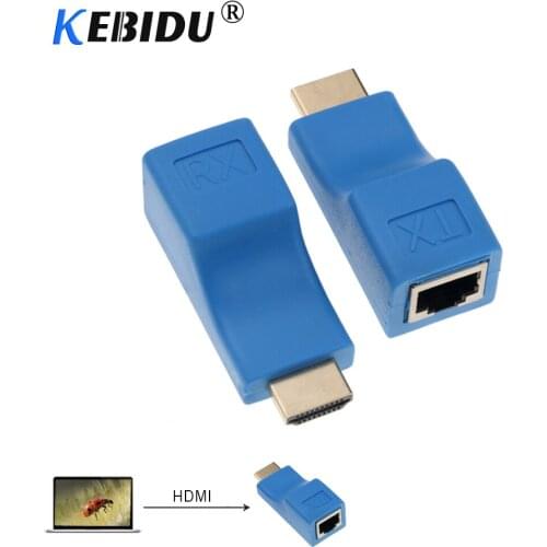 Kebidu 4K HDMI Extender Mini RJ45 Ports to 30m 1 Pair HDMI Extension Over CAT 5e / 6 UTP LAN Ethernet Cable Converter for HDTV