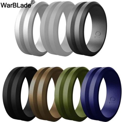 WarBLade New Food Grade FDA Silicone Rings 8mm V-groove Men Wedding Rubber Bands Hypoallergenic Flexible Silicone Finger Ring