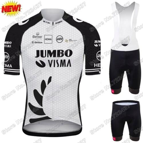 2021 Jumbo Visma Cycling Jersey Set New Zealand Champion Bennett Cycling Clothing Road Bike Suit Bicycle Tops Bib Shorts Maillot