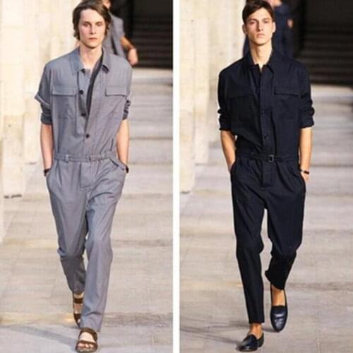 Jumpsuit Men Rompers One Piece Overalls Cotton Mens Runway Designer Long Sleeve Casual Fashion Male Set Outfit Clothes Jumpsuits