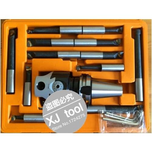 BT40 taper, F1-18 75mm boring head with BT40 shank and 12pcs 18mm boring bars, boring head set, F1 boring head