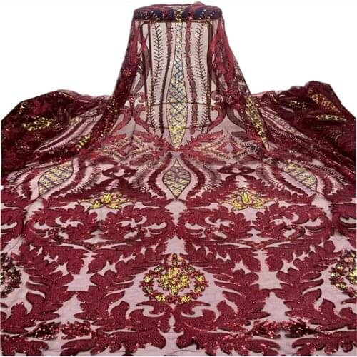 Sequined Lace Fabric Embroidery Lace French African Nigerian Latest Design High Quality Tulle 2021 For Wedding Dress xh66-475