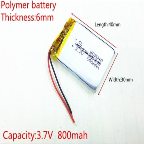 Liter energy battery 3.7V lithium polymer rechargeable battery 603040 3.7V 800mAh 063040 GPS navigator MP3 Bluetooth speaker