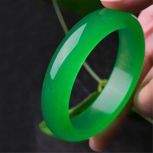 Fashion Green Jade Bangle Bracelet Jadeite for Natural Jewelry Hand-Carved Fine Charm Round Bangle Bracelets for Women