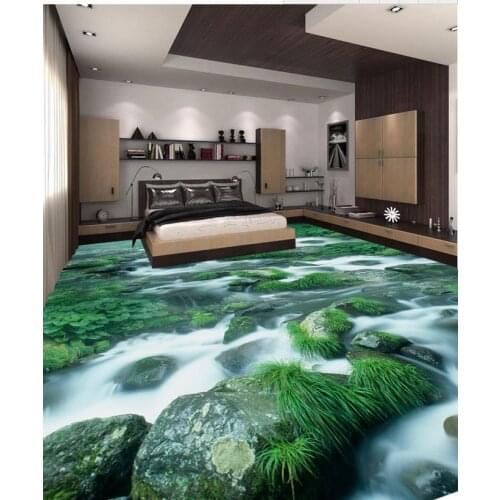 Floor wallpaper 3d for bathrooms Creek stone 3D floor pvc floor wallpaper 3d floor painting wallpaper