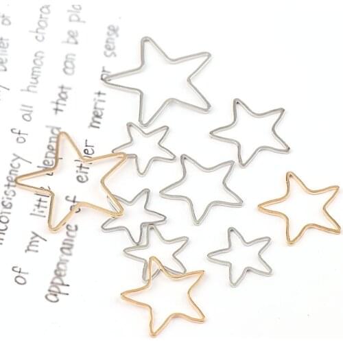New Vintage Five Star Shape White K&Rose Gold Metal Hollow Frame Connector Charms Pendant DIY Jewelry Findings Accessories