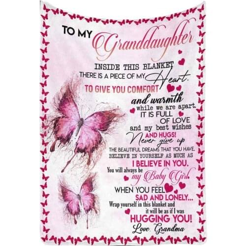 Blanket to My Granddaughter from Grandma I Eelieve in You You Always Be My Baby Girl Butterfly Travel Blanket