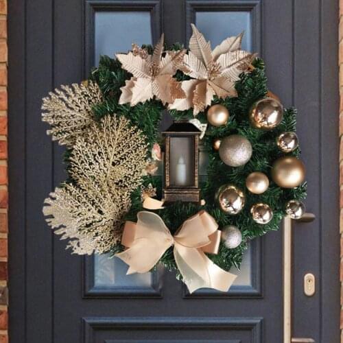 Fall Champagne Gold Christmas Flower Garland Front Door Wreath Home Decoration Outdoor Autumn Wreath For Front Door Wedding