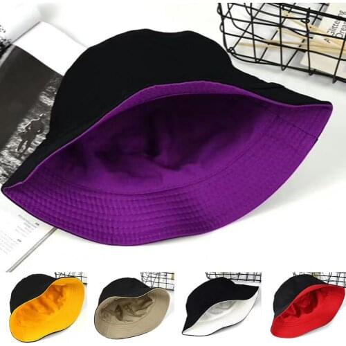 Bucket Hat Sun Block Reversible Design Cotton Anti-Sunlight Solid Color Hat for Outdoor