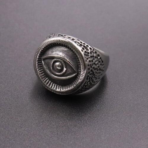Drop Ship Solid Back All Seeing Eyes Masonic Rings For Men Women Rock Roll Antique Eyes Of Evidence Freemason Rings