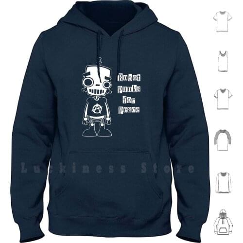 Robot Punks For Peace Hoodies Long Sleeve Robot Punks For Peace Robot Robotic Peace Love War Anti War Punk