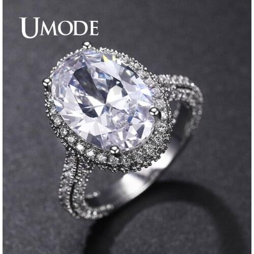 UMODE Luxury Female Crystal Oval Zircon Stone Ring Fashion Wedding Jewelry Promise Engagement Rings For Women UR0578A
