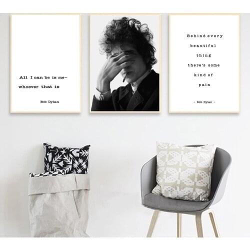 Modern Rock Musician Bob Dylan Canvas Art Prints Poster Black White Music Lyic Inspirational Life Quote Wall Pictures Home Decor