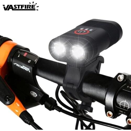 2000lm 2x XM-L T6 LED Cycling Light USB Front Bike Headlight Safety Night Riding Lamp with Built-in Battery