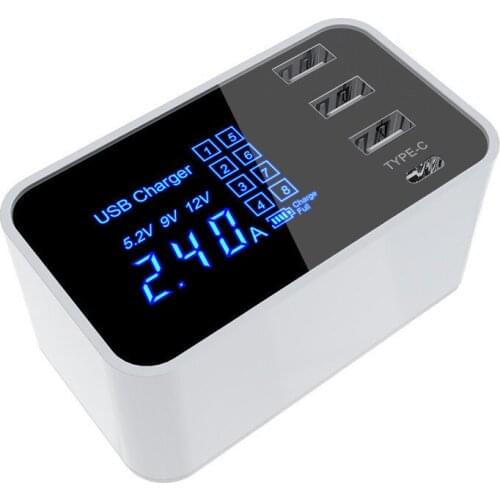 LED Screen 18W Mini USB Type C Charger 4 Port Charging Power Adapter For xiaomi iPhone Samsung Huawei Nexus Mi Oneplus Switch