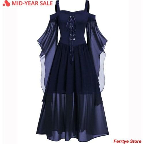 Imily Gothic Chiffon Maxi Dress Women Elegant Slash Neck Off Shoulder High Waist Lace Up Flare Sleeve Long Dress Sexy Vestidos