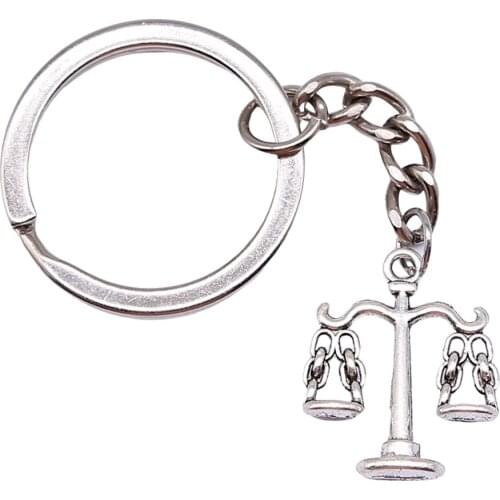 1 Piece Jewelry Car Key Chain Party Gift Keychains 22x17mm Balance Law Scales Charms Key Rings